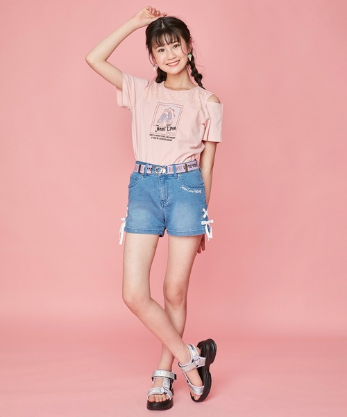 JENNI love(ジェニィラブ)の「レースアップデニムショーパン(デニムパンツ・キッズ・ブルー/サックスブルー・150cm/130cm/160cm/140cm)」の7枚目の写真