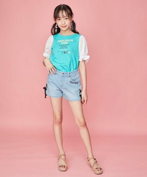 JENNI love(ジェニィラブ)の「レースアップデニムショーパン(デニムパンツ・キッズ・ブルー/サックスブルー・150cm/130cm/160cm/140cm)」の12枚目の写真