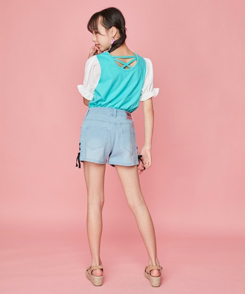 JENNI love(ジェニィラブ)の「レースアップデニムショーパン(デニムパンツ・キッズ・ブルー/サックスブルー・150cm/130cm/160cm/140cm)」の19枚目の写真