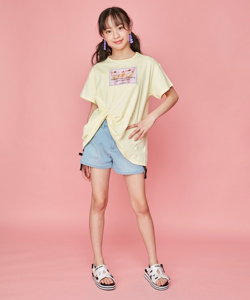 JENNI love(ジェニィラブ)の「レースアップデニムショーパン(デニムパンツ・キッズ・ブルー/サックスブルー・150cm/130cm/160cm/140cm)」の9枚目の写真