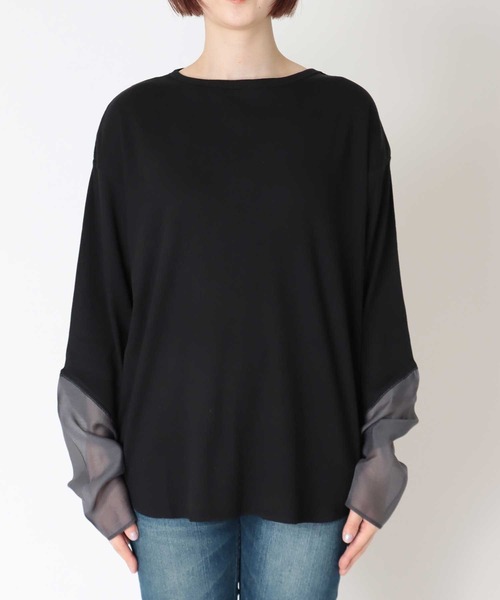 CHIGNON(シニヨン)の「【CHIGNON/シニヨン】袖シアーカットソープルオーバー(Tシャツ/カットソー・レディース・チャコールグレー/パープル/ホワイト/ブルー・38)」の11枚目の写真