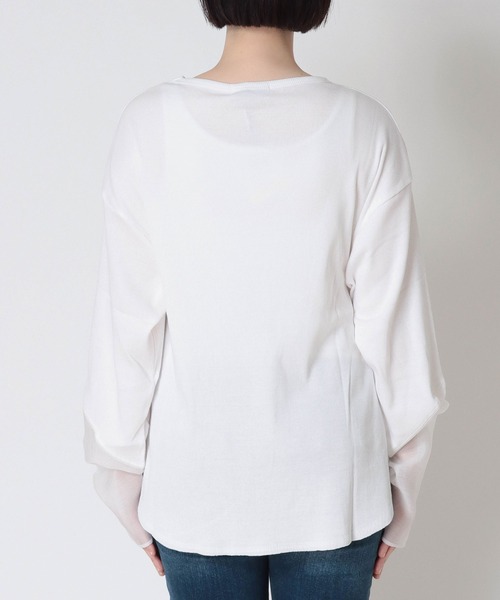 CHIGNON(シニヨン)の「【CHIGNON/シニヨン】袖シアーカットソープルオーバー(Tシャツ/カットソー・レディース・チャコールグレー/パープル/ホワイト/ブルー・38)」の16枚目の写真