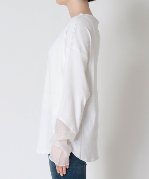 CHIGNON(シニヨン)の「【CHIGNON/シニヨン】袖シアーカットソープルオーバー(Tシャツ/カットソー・レディース・チャコールグレー/パープル/ホワイト/ブルー・38)」の17枚目の写真