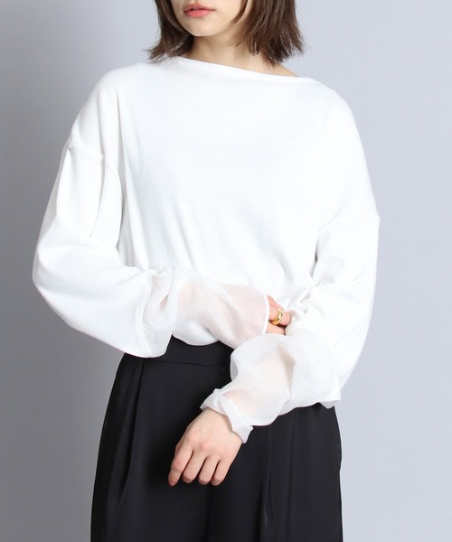 CHIGNON(シニヨン)の「【CHIGNON/シニヨン】袖シアーカットソープルオーバー(Tシャツ/カットソー・レディース・チャコールグレー/パープル/ホワイト/ブルー・38)」の21枚目の写真