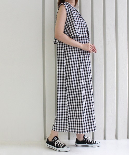 MODE ROBE（モードローブ）の「3WAYギンガムチェックレイヤードワンピース（ワンピース・レディース・ブラック/ラベンダー/グレイッシュベージュ・FREE）」の7枚目の写真
