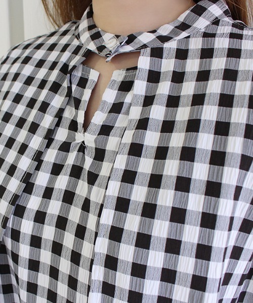 MODE ROBE（モードローブ）の「3WAYギンガムチェックレイヤードワンピース（ワンピース・レディース・ブラック/ラベンダー/グレイッシュベージュ・FREE）」の8枚目の写真