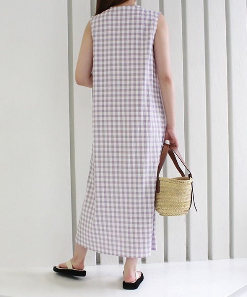 MODE ROBE（モードローブ）の「3WAYギンガムチェックレイヤードワンピース（ワンピース・レディース・ブラック/ラベンダー/グレイッシュベージュ・FREE）」の16枚目の写真