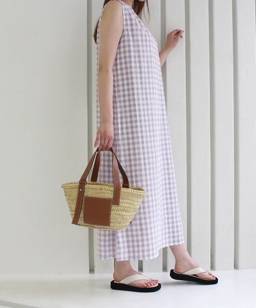 MODE ROBE（モードローブ）の「3WAYギンガムチェックレイヤードワンピース（ワンピース・レディース・ブラック/ラベンダー/グレイッシュベージュ・FREE）」の17枚目の写真