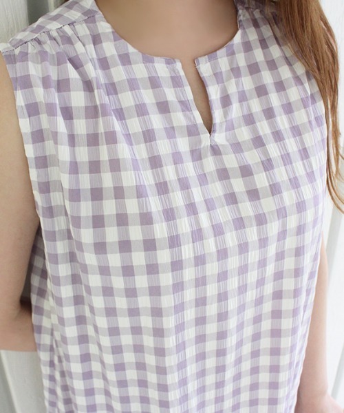 MODE ROBE（モードローブ）の「3WAYギンガムチェックレイヤードワンピース（ワンピース・レディース・ブラック/ラベンダー/グレイッシュベージュ・FREE）」の18枚目の写真