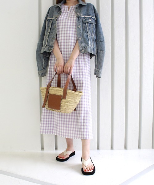 MODE ROBE（モードローブ）の「3WAYギンガムチェックレイヤードワンピース（ワンピース・レディース・ブラック/ラベンダー/グレイッシュベージュ・FREE）」の19枚目の写真