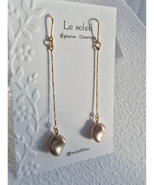 tone(トーン)の「【Le soleil】小ぶり スワロフスキーパールピアス(MA)(ピアス(両耳用)・レディース・ゴールド系その他・FREE)」の2枚目の写真