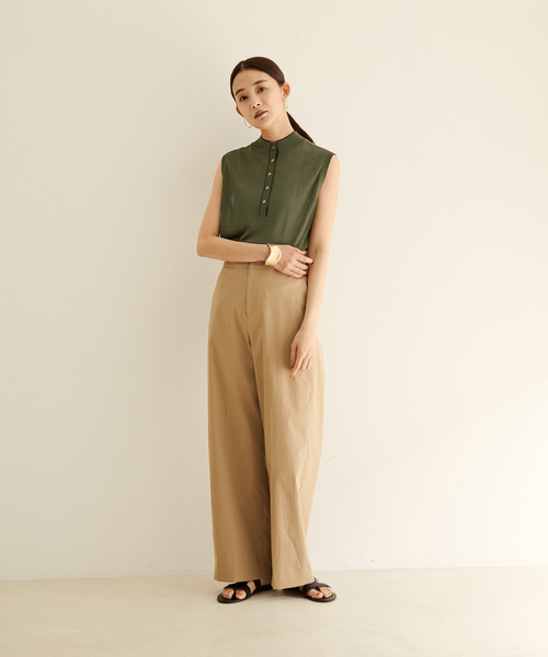 SALON adam et rope'（サロン アダム エ ロペ）の「【サステナブル】[アンサンブル着用可能]シアーノースリーブ2WAYプルオーバー（Tシャツ/カットソー・レディース・ブラック/カーキ/オレンジ・FREE）」の21枚目の写真