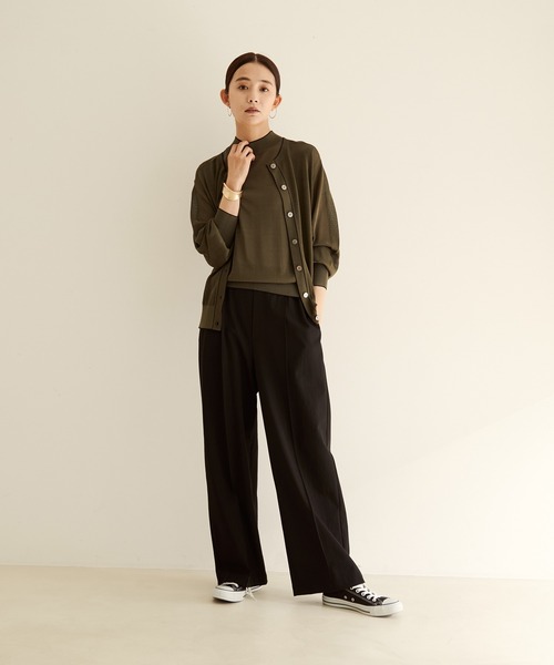 SALON adam et rope'（サロン アダム エ ロペ）の「【サステナブル】[アンサンブル着用可能]シアーノースリーブ2WAYプルオーバー（Tシャツ/カットソー・レディース・ブラック/カーキ/オレンジ・FREE）」の9枚目の写真