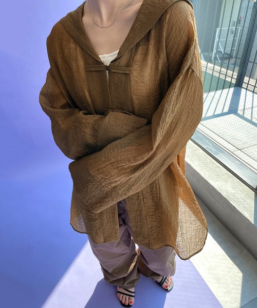 w closet（ダブルクローゼット）の「セーラー衿チャイナボタンシャツ（シャツ/ブラウス・レディース・ブラウン/アイボリー/グリーン・FREE）」の9枚目の写真