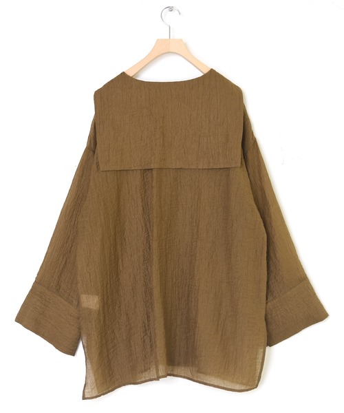 w closet（ダブルクローゼット）の「セーラー衿チャイナボタンシャツ（シャツ/ブラウス・レディース・ブラウン/アイボリー/グリーン・FREE）」の14枚目の写真