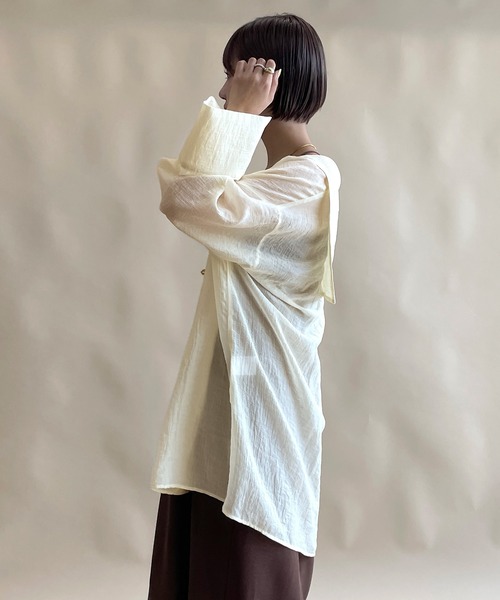 w closet（ダブルクローゼット）の「セーラー衿チャイナボタンシャツ（シャツ/ブラウス・レディース・ブラウン/アイボリー/グリーン・FREE）」の17枚目の写真
