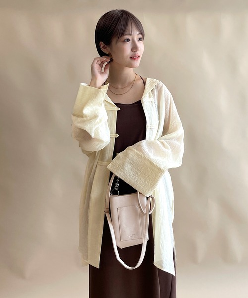 w closet（ダブルクローゼット）の「セーラー衿チャイナボタンシャツ（シャツ/ブラウス・レディース・ブラウン/アイボリー/グリーン・FREE）」の18枚目の写真