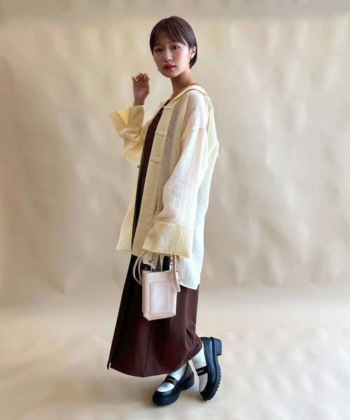 w closet（ダブルクローゼット）の「セーラー衿チャイナボタンシャツ（シャツ/ブラウス・レディース・ブラウン/アイボリー/グリーン・FREE）」の20枚目の写真