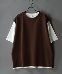 Big silhouette seed stitch vest×wide T-shirt/ビッグシルエット 鹿の子ベスト×ワイドTシャツ