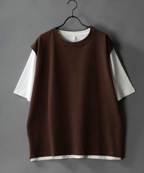 SITRY（シトリー）の「Big silhouette seed stitch vest×wide T-shirt/ビッグシルエット 鹿の子ベスト×ワイドTシャツ（ベスト・メンズ・グレイッシュベージュ/ブラック/ベージュ/ブラウン/カーキ・XL/M/L）」の3枚目の写真