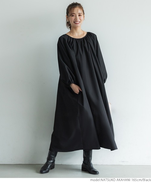 coca（coca）（コカ）の「長袖ボリュームスリーブワンピース（ワンピース・レディース・ブラック/ピンク系その他・ONE SIZE）」の3枚目の写真