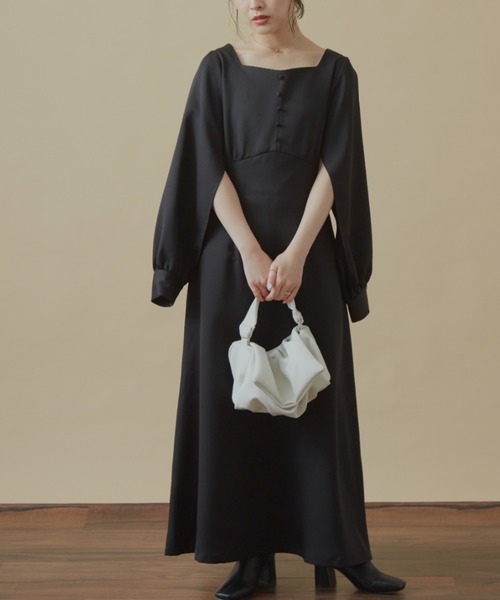 VANNIE U（ヴァニーユー）の「インスリットキャシャワンピース（ワンピース・レディース・ブラック/アイボリー・FREE）」の17枚目の写真