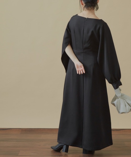 VANNIE U（ヴァニーユー）の「インスリットキャシャワンピース（ワンピース・レディース・ブラック/アイボリー・FREE）」の18枚目の写真