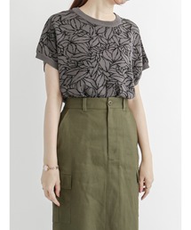 リーフパターンジャカードニット