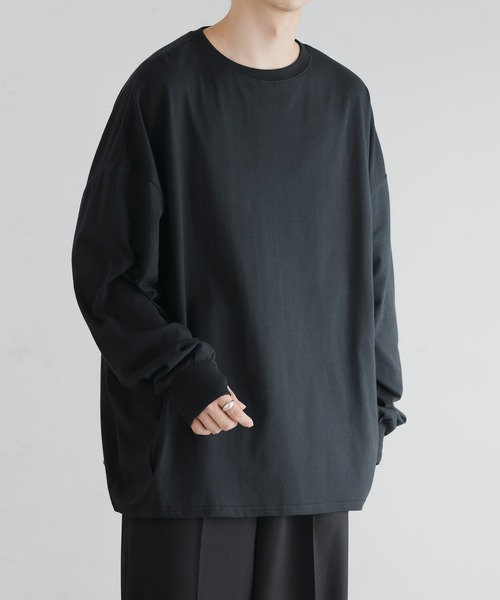 epnok(エプノック)の「タックオーバーロンTee(Tシャツ/カットソー・メンズ・ブラック/ブラウン/オフホワイト/ダークカーキ/グレイッシュベージュ・SMALL/MEDIUM/LARGE)」の3枚目の写真