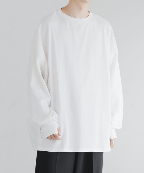 epnok(エプノック)の「タックオーバーロンTee(Tシャツ/カットソー・メンズ・ブラック/ブラウン/オフホワイト/ダークカーキ/グレイッシュベージュ・SMALL/MEDIUM/LARGE)」の6枚目の写真