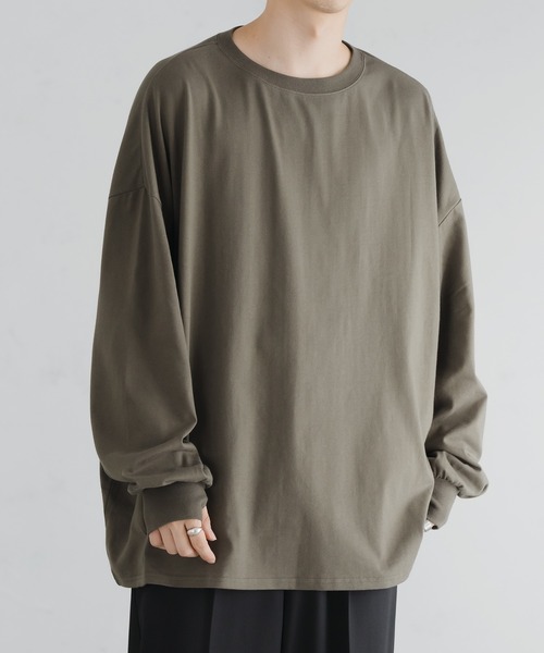 epnok(エプノック)の「タックオーバーロンTee(Tシャツ/カットソー・メンズ・ブラック/ブラウン/オフホワイト/ダークカーキ/グレイッシュベージュ・SMALL/MEDIUM/LARGE)」の14枚目の写真