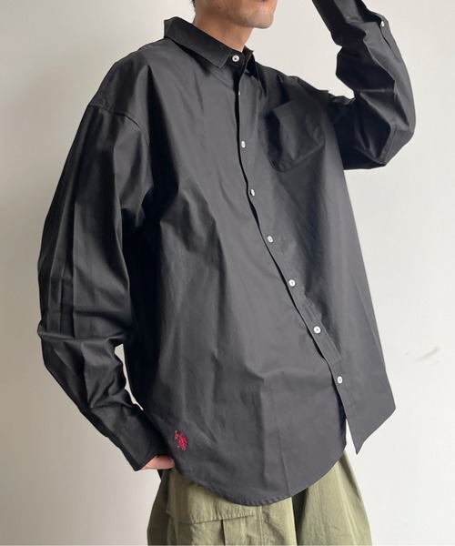 U.S. POLO ASSN.（ユーエスポロアッスン）の「1ポイント刺繍ブロード長袖シャツ（シャツ/ブラウス・メンズ・ホワイト/ブラック/ベージュ/ネイビー/ブルー・LARGE/MEDIUM）」の3枚目の写真