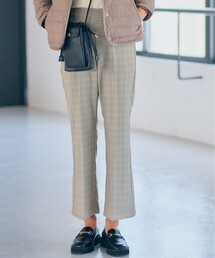 ◆【セットアップ可能】後ろゴムなのに美脚魅せ。センタープレス セミフレアパンツ