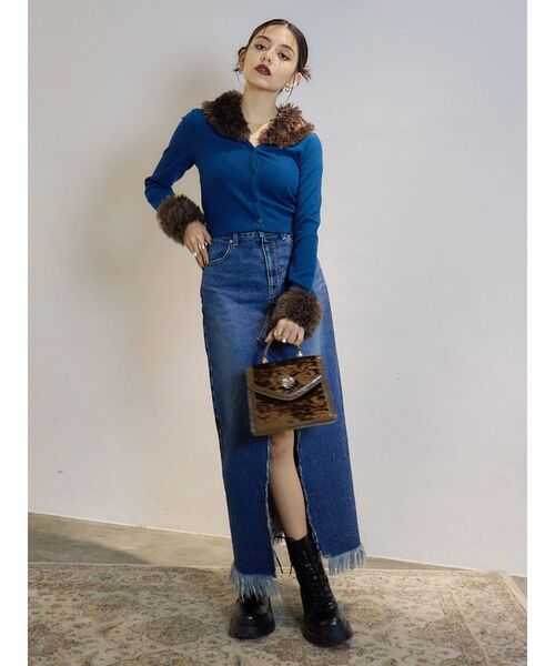 EVRIS（エヴリス）の「スリットロングデニムスカート（デニムスカート