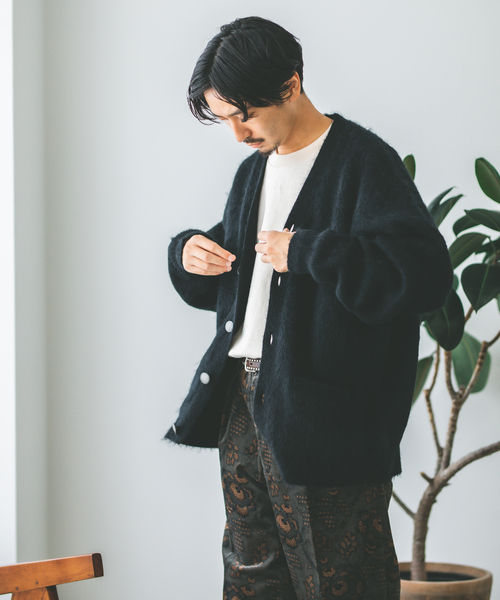 JOURNAL STANDARD（ジャーナルスタンダード）の「モヘヤ ミックス シャギー カーディガン（カーディガン/ボレロ・メンズ・ブラック/ベージュ/レッド/コバルトブルー・MEDIUM/LARGE）」の6枚目の写真