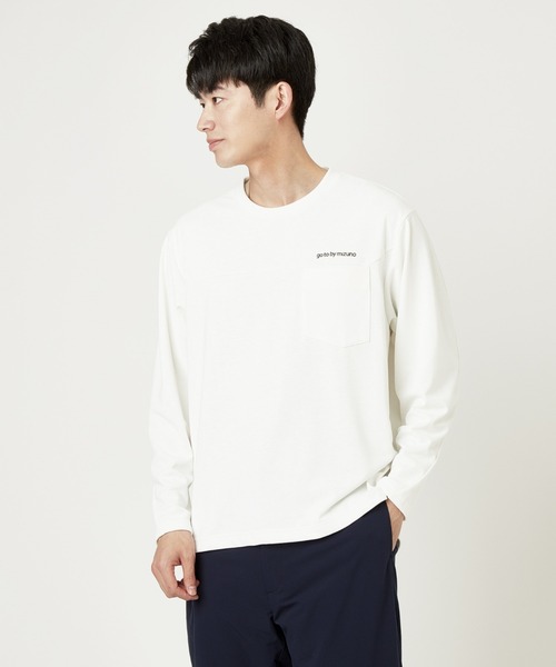 Go to by mizuno（ゴートゥーバイミズノ）の「ポリスパンクイックドライクルーネックポケットシャツ［メンズ］（Tシャツ/カットソー・メンズ・ネイビー/ブラック/ホワイト・L/M/XL）」の2枚目の写真