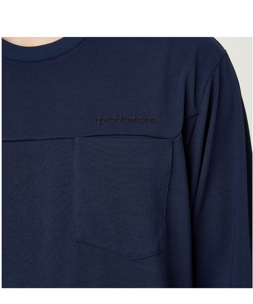 Go to by mizuno（ゴートゥーバイミズノ）の「ポリスパンクイックドライクルーネックポケットシャツ［メンズ］（Tシャツ/カットソー・メンズ・ネイビー/ブラック/ホワイト・L/M/XL）」の7枚目の写真