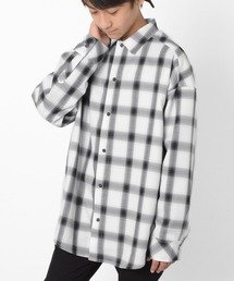 GLAZOS | モノトーンチェックビッグ長袖シャツ(シャツ/ブラウス)