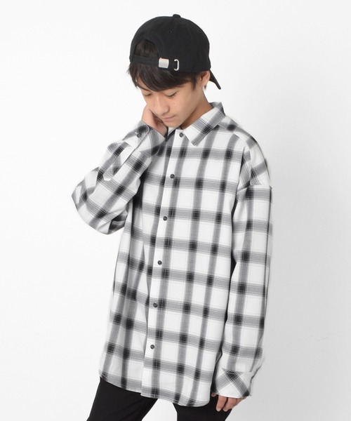 GLAZOS（グラソス）の「モノトーンチェックビッグ長袖シャツ（シャツ/ブラウス・キッズ・ブラック/ホワイト・140cm/150cm/160cm/170cm）」の5枚目の写真