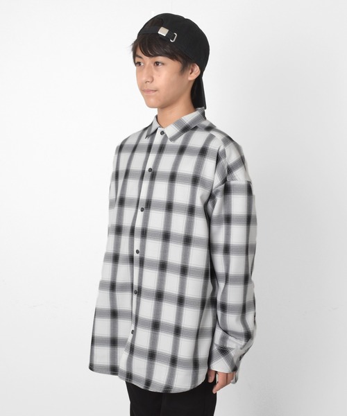 GLAZOS（グラソス）の「モノトーンチェックビッグ長袖シャツ（シャツ/ブラウス・キッズ・ブラック/ホワイト・140cm/150cm/160cm/170cm）」の10枚目の写真