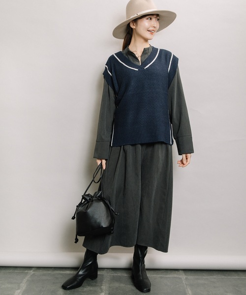 ELVENCE DEUX(エルベンスドゥ)の「ピーチスキッパーシャツOP(シャツワンピース・レディース・チャコールグレー/ベージュ・FREE)」の20枚目の写真