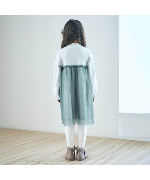 apres les cours(アプレレクール)の「【フォーマル対応】ドットチュールドッキングワンピース_アプレレクールマシェリ(ワンピース・キッズ・ピンク/グリーン・90/100/110/120/80/130/140)」の4枚目の写真