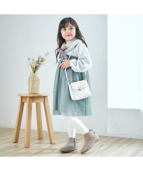 apres les cours(アプレレクール)の「【フォーマル対応】ドットチュールドッキングワンピース_アプレレクールマシェリ(ワンピース・キッズ・ピンク/グリーン・90/100/110/120/80/130/140)」の5枚目の写真