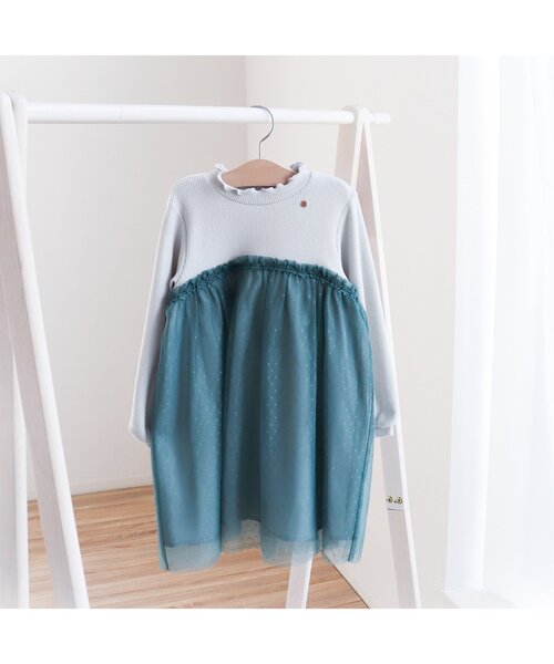 apres les cours(アプレレクール)の「【フォーマル対応】ドットチュールドッキングワンピース_アプレレクールマシェリ(ワンピース・キッズ・ピンク/グリーン・90/100/110/120/80/130/140)」の9枚目の写真