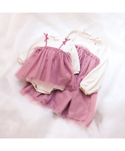 apres les cours(アプレレクール)の「【フォーマル対応】ドットチュールドッキングワンピース_アプレレクールマシェリ(ワンピース・キッズ・ピンク/グリーン・90/100/110/120/80/130/140)」の11枚目の写真