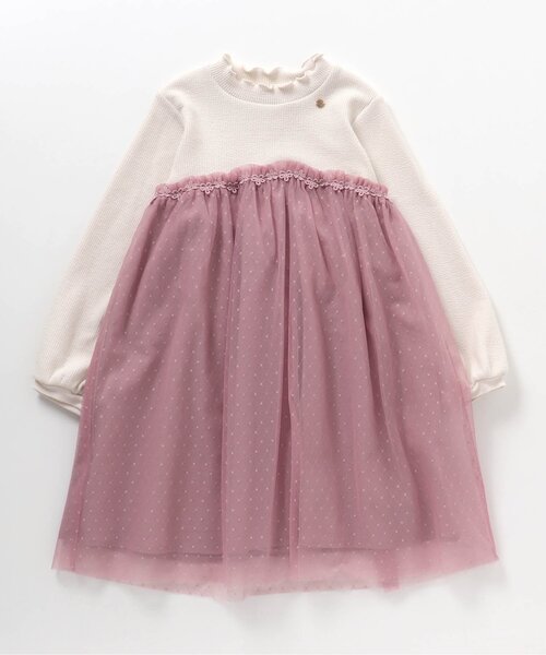 apres les cours(アプレレクール)の「【フォーマル対応】ドットチュールドッキングワンピース_アプレレクールマシェリ(ワンピース・キッズ・ピンク/グリーン・90/100/110/120/80/130/140)」の16枚目の写真