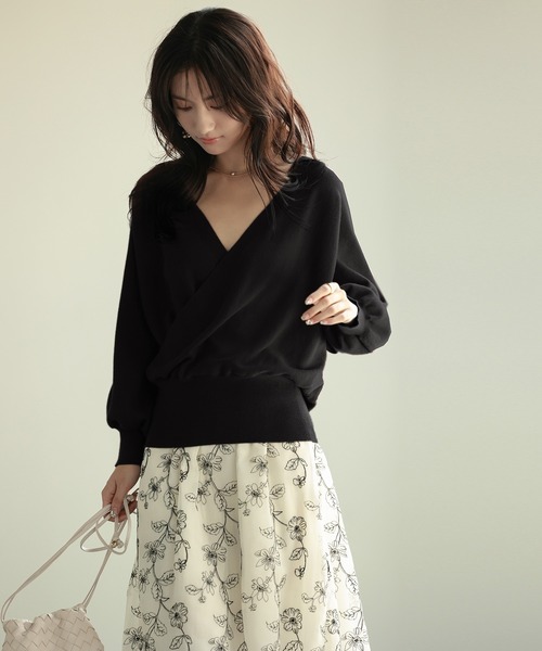 SAISON DE PAPILLON(セゾンドパピヨン)の「カシュクールニットプルオーバー(ニット/セーター・レディース・ネイビー/ブラウン/ピンク/ブルー/アイボリー/グレー/ブラック・L/M)」の19枚目の写真