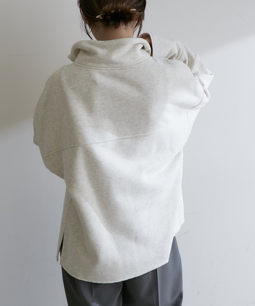 Omekashi（オメカシ）の「裏起毛ハーフジッププルオーバー（Tシャツ/カットソー・レディース・アイボリー/チャコールグレー/オフホワイト/ネイビー・FREE）」の9枚目の写真