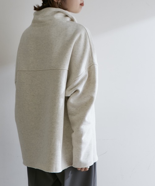 Omekashi（オメカシ）の「裏起毛ハーフジッププルオーバー（Tシャツ/カットソー・レディース・アイボリー/チャコールグレー/オフホワイト/ネイビー・FREE）」の10枚目の写真