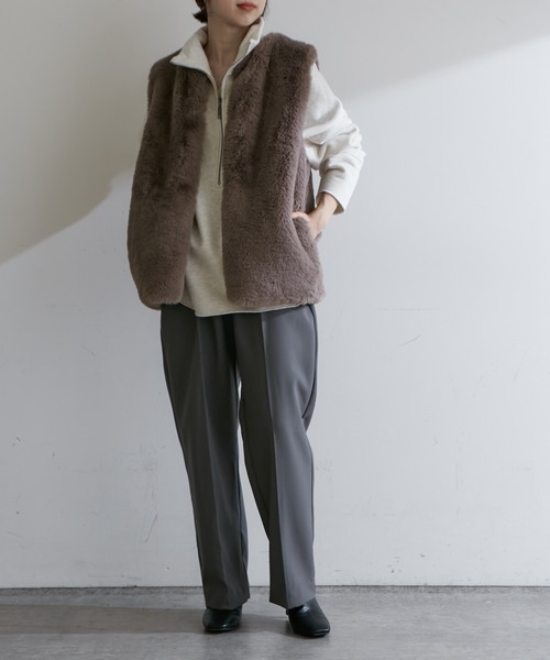 Omekashi（オメカシ）の「裏起毛ハーフジッププルオーバー（Tシャツ/カットソー・レディース・アイボリー/チャコールグレー/オフホワイト/ネイビー・FREE）」の16枚目の写真